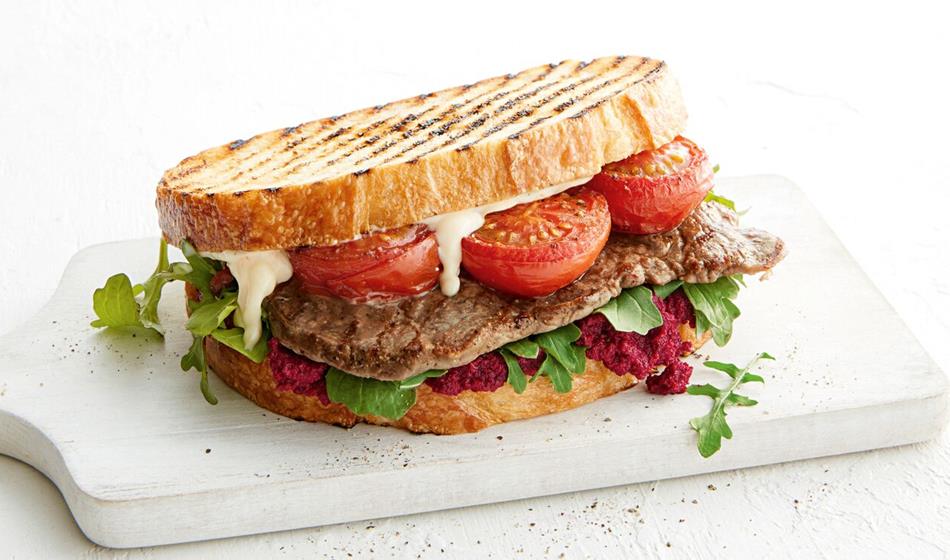 recipe image Steak sandwich with beetroot pesto